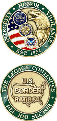 Front and back of Del Rio Sector Coin