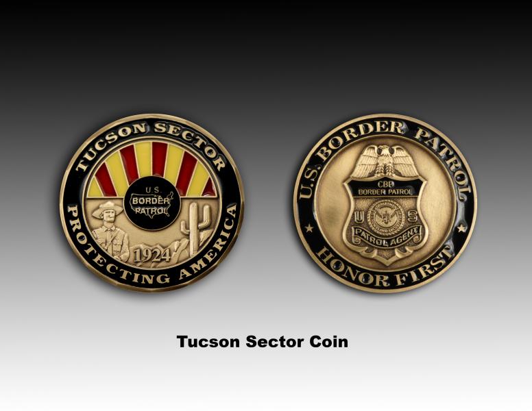 Front and back side images of Tucson Sector's Challenge Coin