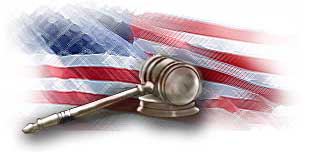 image of the American flag and wooden gavel.