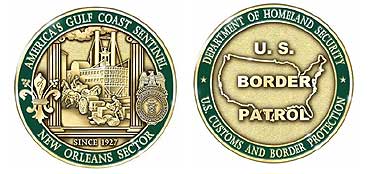 Front and back side of New Orleans Sector's Challenge Coin