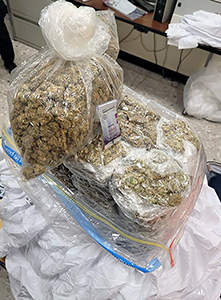U.S. Customs and Border Protection officers seized nearly 43 pounds of marijuana in the baggage of a passenger traveling through Ireland to the United Kingdom at Washington Dulles International Airport on April 18, 2024. Metropolitan Washington Airport Authority Police charged Lakedra Hamilton, 26, of Houston, Texas, with felony possession with intent to distribute.