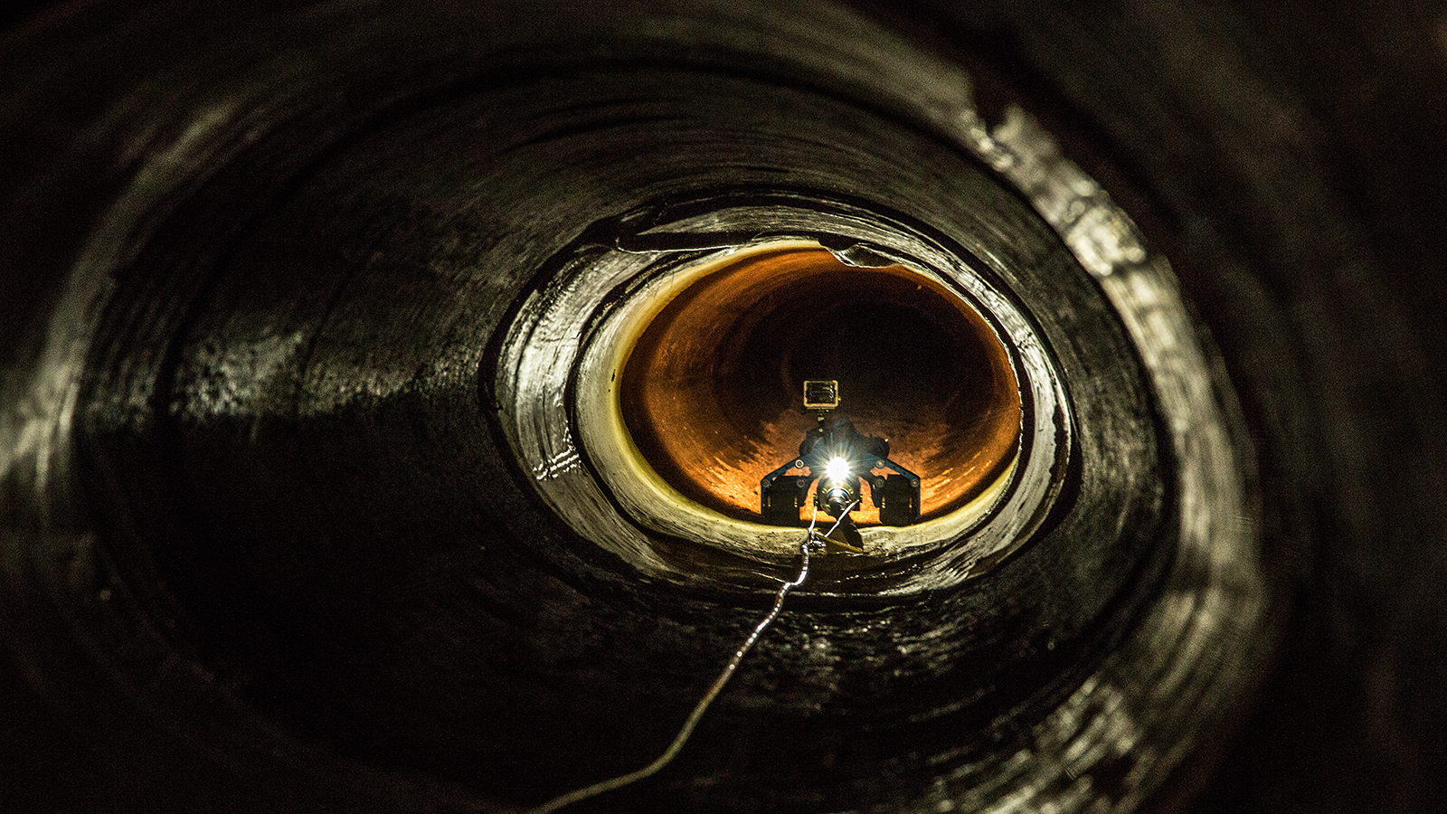 A CBP robot explores a drainage pipe in Nogales, Arizona.