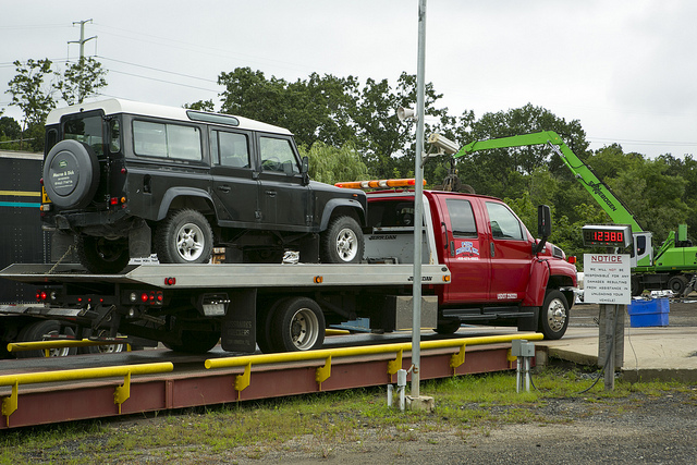 Land Rover Defender destroyed for Customs violations upon entering the United States from the United Kingdom. Photo by James Tourtellotte.