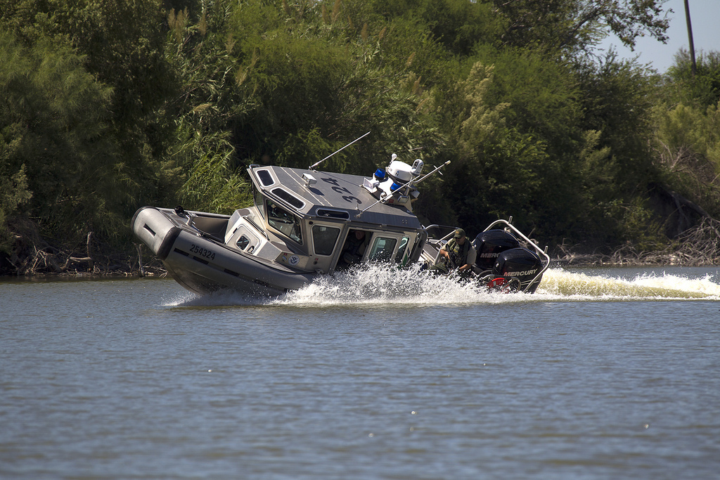 Border Patrol vessel commanders train extensively to master the delicate craft of maneuvering a Safe Boat.