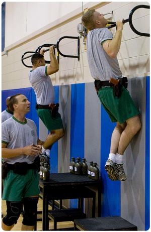 Physical training is part of the curriculum at the Border Patrol Academy. CBP Photo