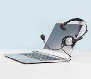 Image of Laptop with headphones