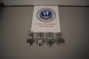 Counterfeit watches seized as an Intellectual Property Rights violation at the Champlain, N.Y. Port of Entry..