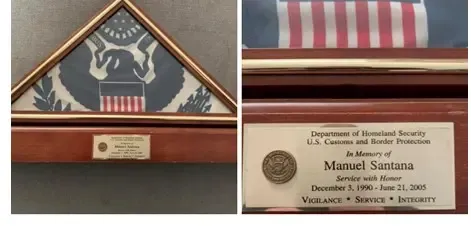Box and flag for CBP Officer Manuel Santana found on a flea market table in upstate New York