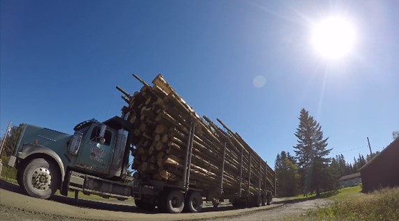 another truck hauling logs
