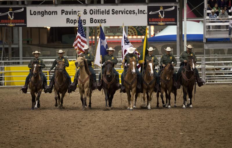 Members fo the RGV Horse Patrol unit participate in opening ceremonies