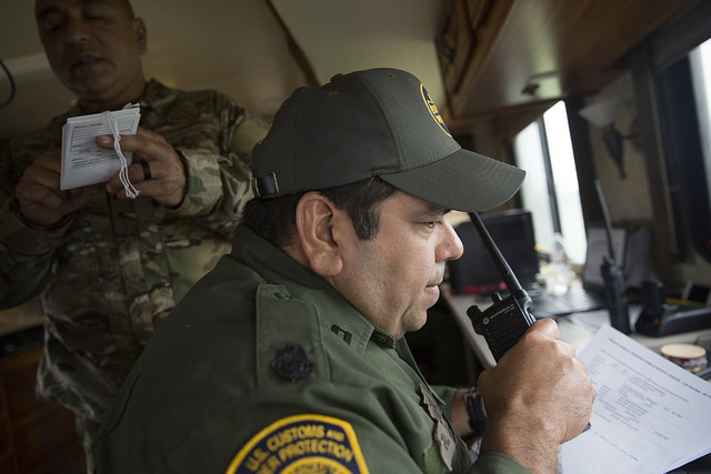 U.S Border Patrol agents man a mobile command post in Rockport, Texas, as they participate in the disaster relief response to Hurricane Harvey. (August 27, 2017) U.S. Customs and Border Protection Photo: Glenn Fawcett
