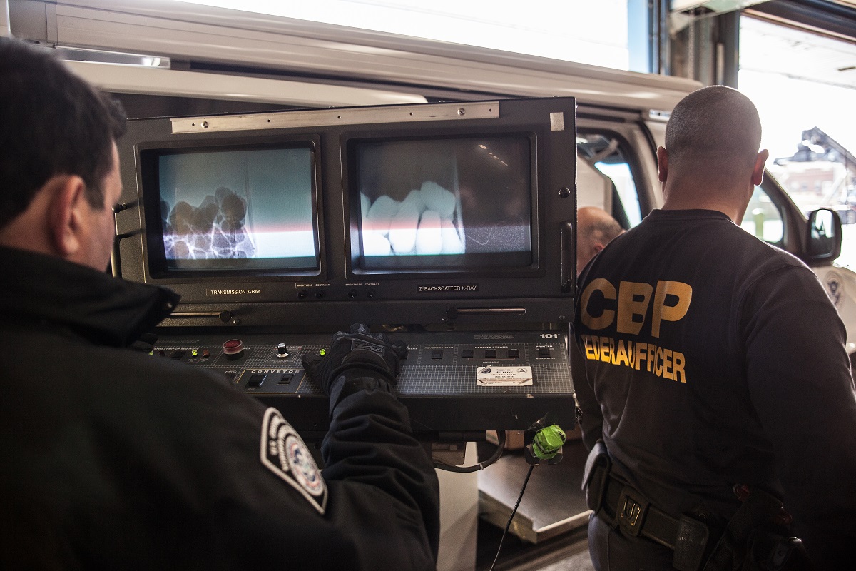 CBP officers use advanced X-ray technology to inspect incoming food at New York entry. (photo by Josh Denmark)