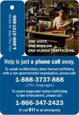 Human Trafficking - Forced Labor Shoe Card