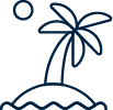 Beach Exotic Island Icon, Palm Tree Under a Sun