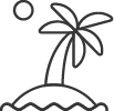 Palm Tree Island Sun Icon