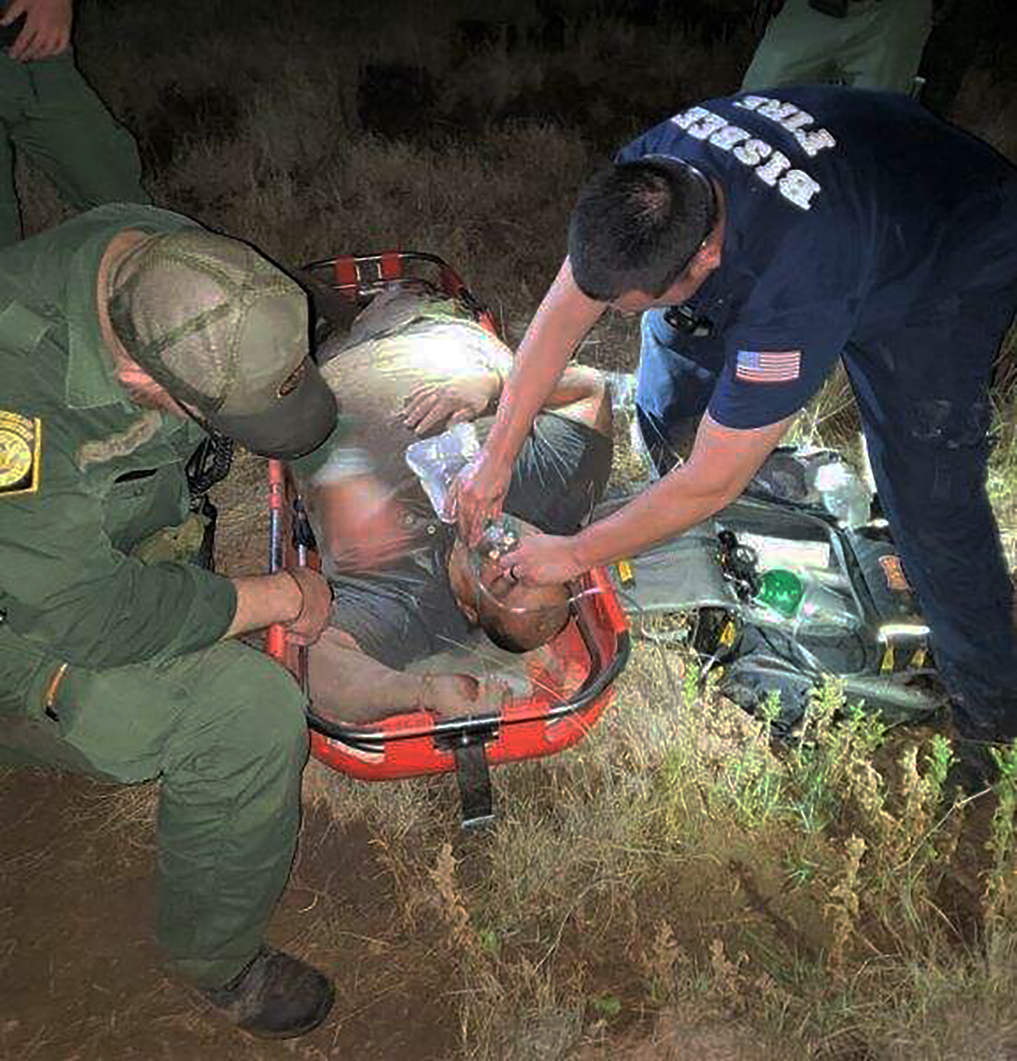 Border Patrol agents rescue a man in distress.