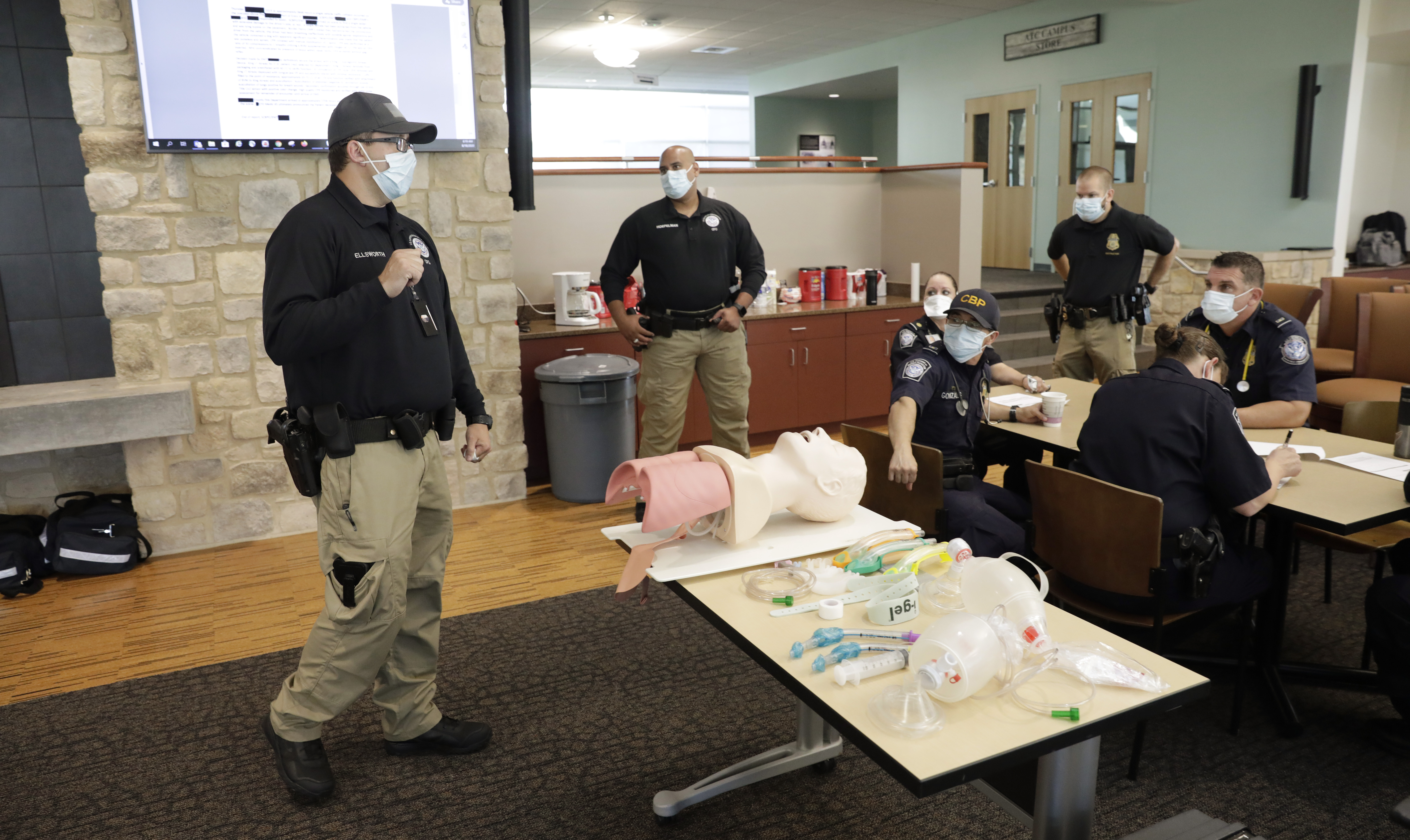 Instructors Ben Ellsworth and Ken Hoepelman resume teaching  EMT course to students in Harper’s Ferry in July.