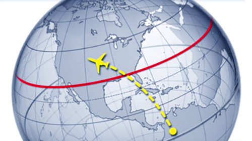 Globe with plane navigation