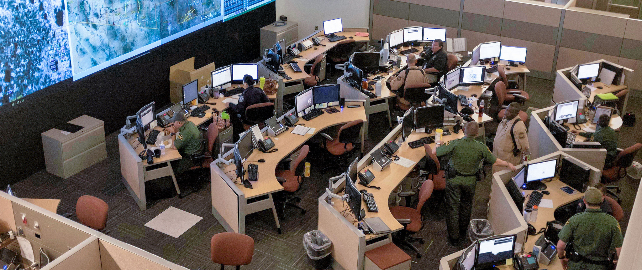 Photo of Customs and Border Protection personnel at the Joint Intelligence and Operations Center.