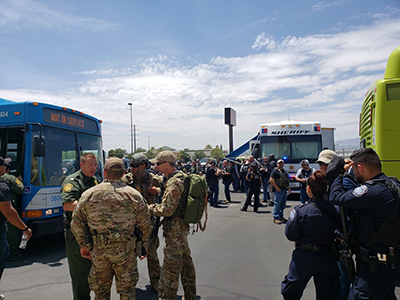 Border Patrol agents, CBP officers and Air and Marine Operations agents (not shown) were part of the law enforcement response to the mass shooting in El Paso, Texas, Aug. 3. CBP photo