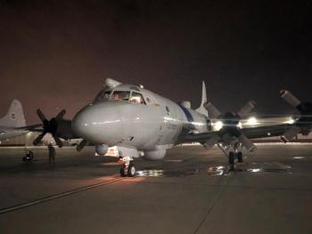 A CBP AMO P-3 assigned to NASOC-Corpus arrives in Louisiana to capture critical damage assessment images of storm-affected areas. CBP photo by Steve Cyrus