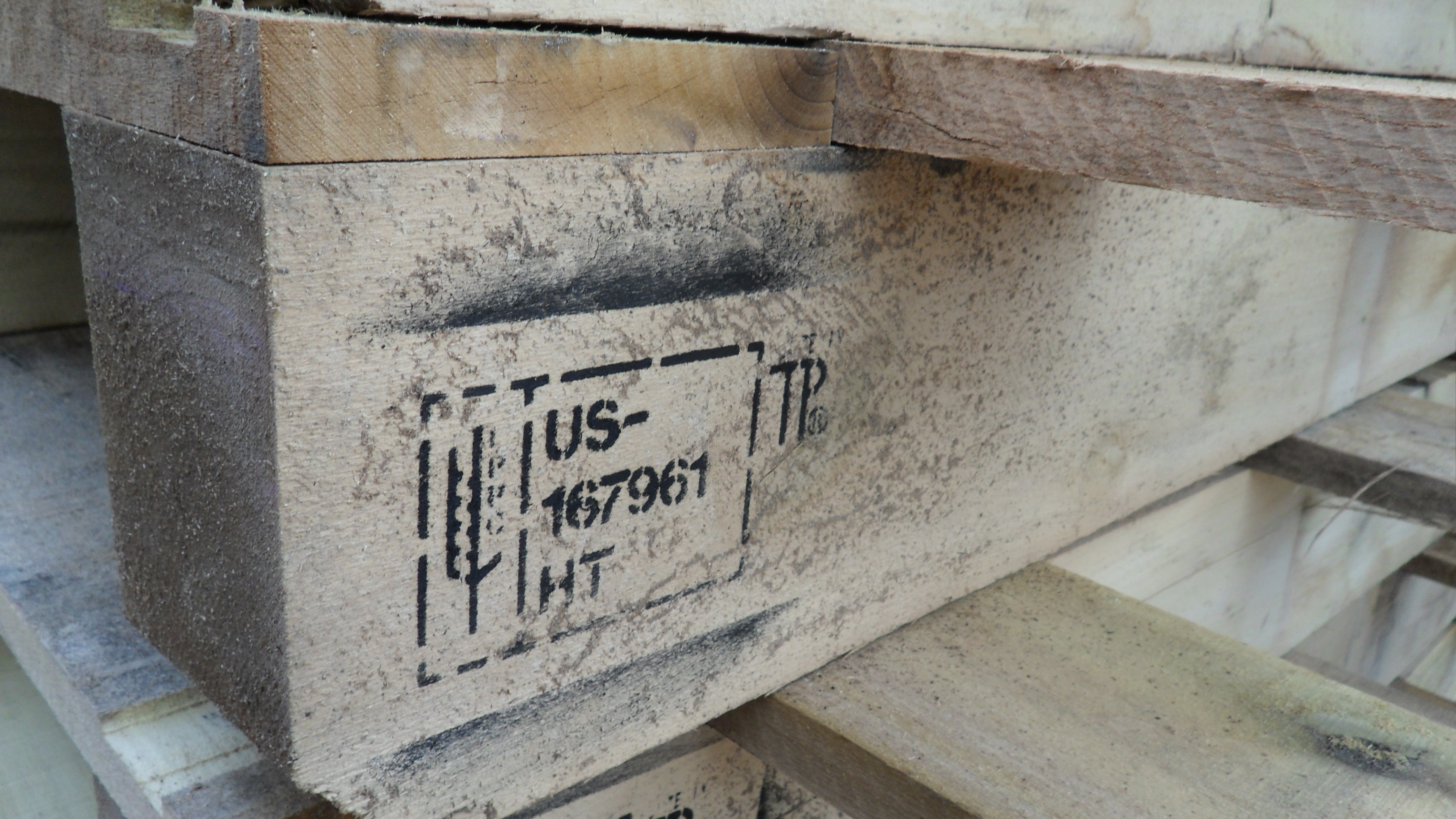 Photo of a stamp showing a pallet's country of origin