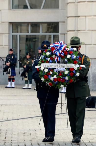 U.S. Customs and Border Protection 		 honored 23 fallen employees at the CBP 		 Valor Memorial and Wreath Laying 		 Ceremony Oct. 15 in Washington, D.C.  Photo by Jaime Rodriguez