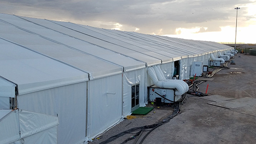 Photograph of temporary facility in Tornillo, Texas