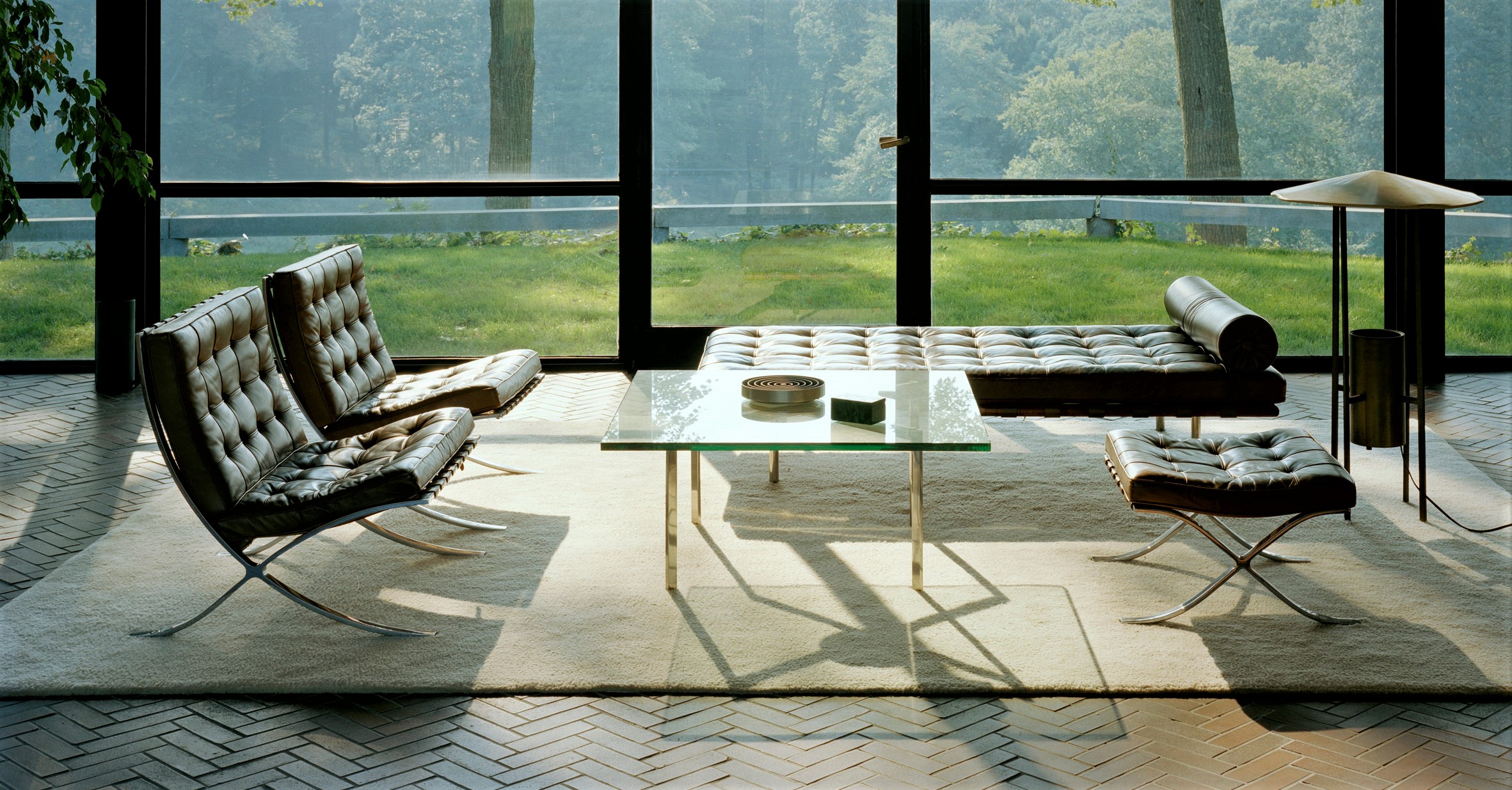 Knoll Glass House showcasing Barcelona Furniture Collection