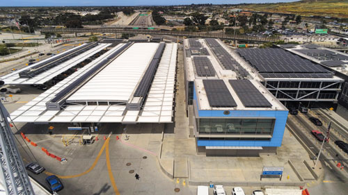 The port of San Ysidro was designed to eliminate the need for daytime lighting while keeping temperatures cool