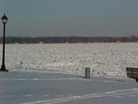 The frozen surface of the St. Clair River