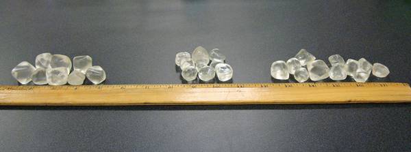 On April 11, 2009, CBP officers at New York's JFK Airport seized these 28 rough cut diamonds (total of 1,200 carats) from a passenger arriving from Sierra Leone. 