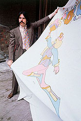 The artist Peter Max displaying his signature style of cosmic characters in New York City, 1970. Copyright Bettmann/CORBIS