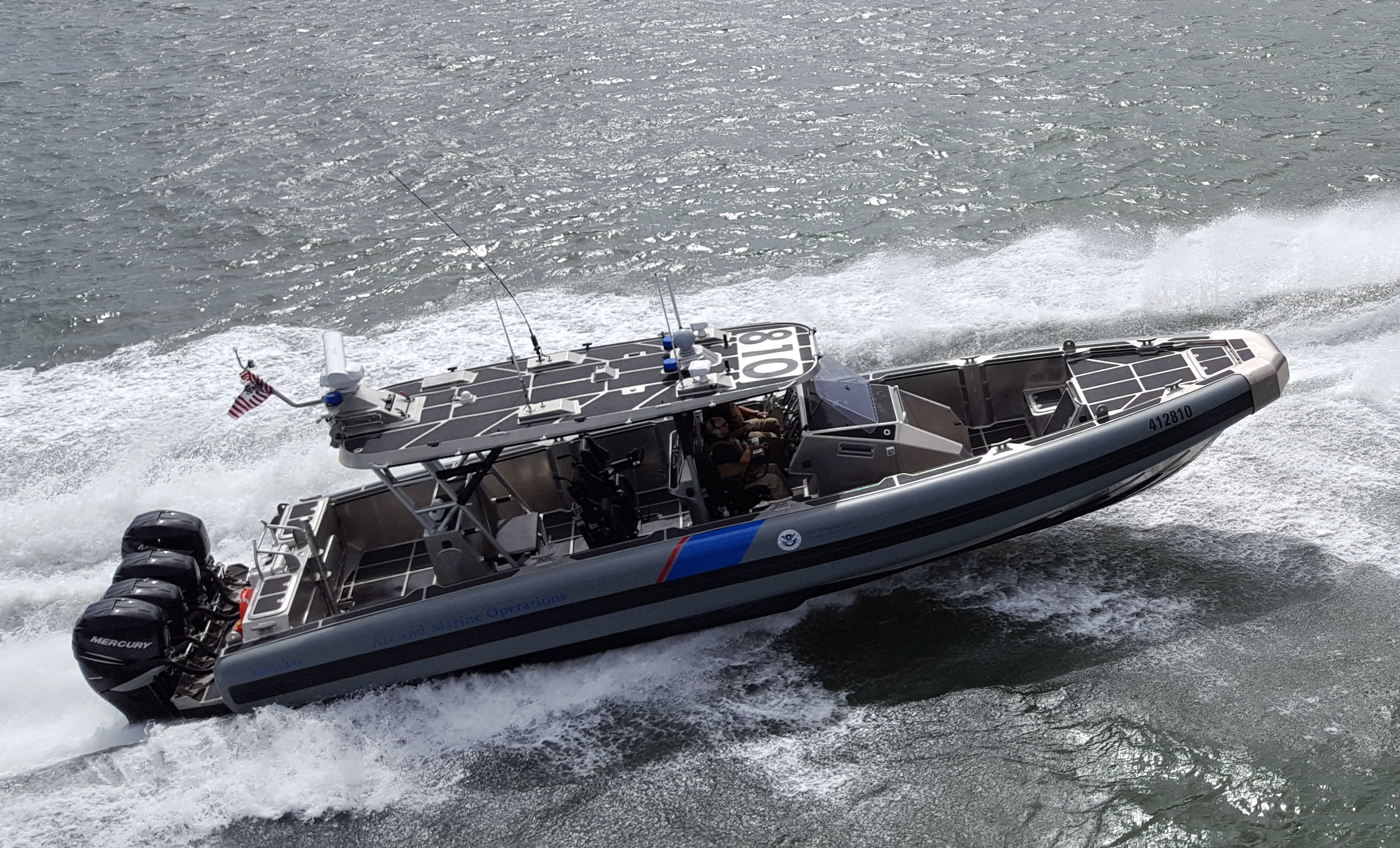 Marine Interdiction Agents test the capabilities of AMO's Coastal Interceptor Vessel.