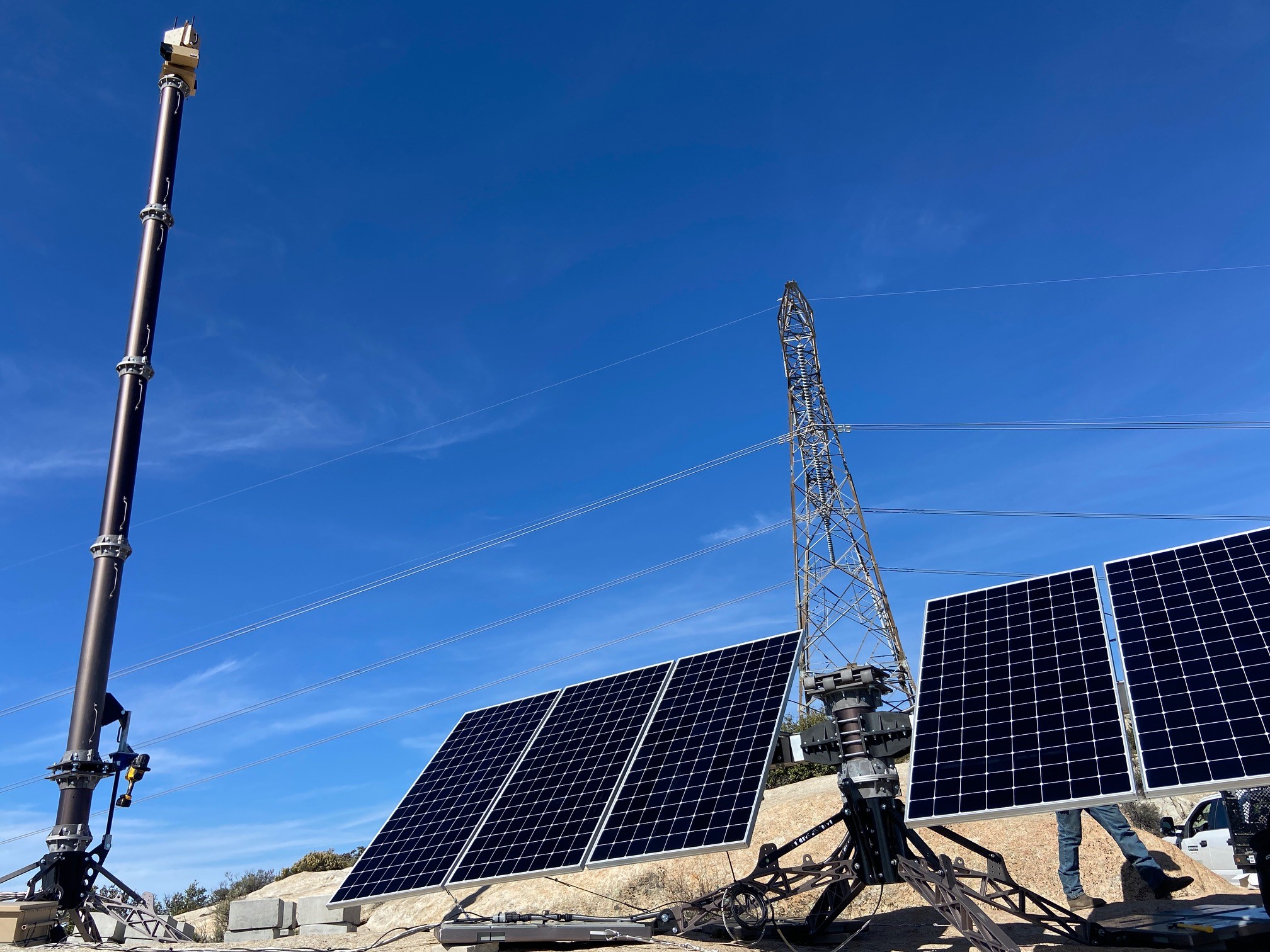 Solar Panels powering an autonomous camera tower along the southern border