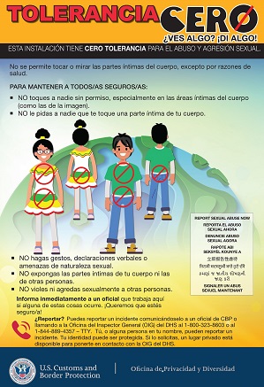 Prison Rape Elimination Act educational poster in Spanish for juveniles 14 and above