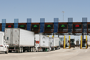 Cargo traffic arriving from Mexico at the Mariposa Crossing at the port of Nogales in Arizona
