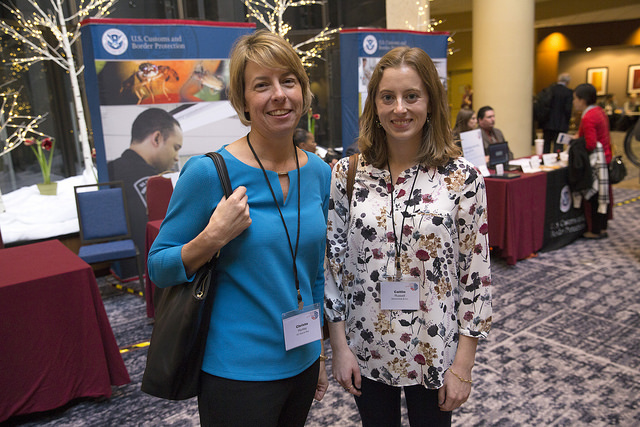 Making new friends: Christa Hurley, customs & compliance manager at H.C. Starck North American Trading, left, and Caitlin Russell, international trade compliance analyst at McCormick & Company, are sharing what they’ve learned about CBP’s new initiatives at the East Coast Trade Symposium.