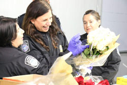 Deputy Secretary Elaine Duke inspects cut flowers