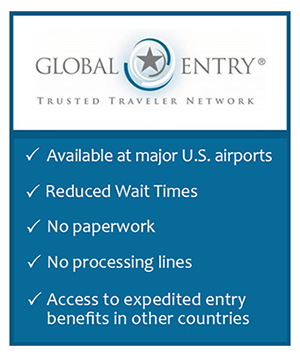 Benefits of joining Global Entry. Text in Graphic contained in body text on webpage