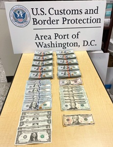Customs and Border Protection officers seized more than $227,000 in unreported currency from four groups of international travelers departing Washington Dulles International Airport recently. Travelers may travel with as much currency as they wish, but federal law requires travelers to report sums of $10,000 or greater to CBP officers.