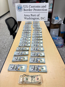 U.S. Customs and Border Protection officers seized more than $33,000 in unreported currency from an Egypt-bound traveler at Washington Dulles International Airport on November 8, 2022. This seizure comes after CBP officers at Dulles airport seized over $227,000 in unreported currency during October.
