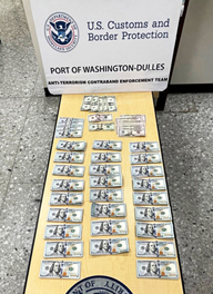 U.S. Customs and Border Protection officers seized more than $27,000 in unreported currency from an Ethiopia-bound family at Washington Dulles International Airport on July 10, 2022, for violating U.S. currency reporting laws.