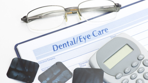 Budget personal financial record of optometry and dental expenses.