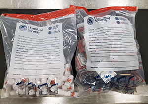 U.S. Customs and Border Protection officers at Philadelphia International Airport seized nearly 1,000 doses of sildenafil citrate, the generic version of Viagra, from the baggage of a man who returned from the Dominican Republic on April 24, 2022. 