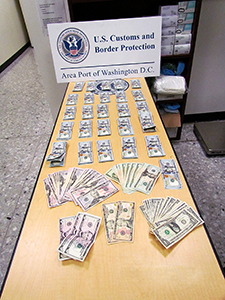 U.S. Customs and Border Protection officers recently encountered four groups of travelers departing on international flights at Washington Dulles International Airport who violated U.S. currency reporting laws. As a consequence, CBP officers seized a combined total of nearly $130,000 from the travelers. CBP urges travelers to be completely truthful with CBP officers during their departure inspection.
