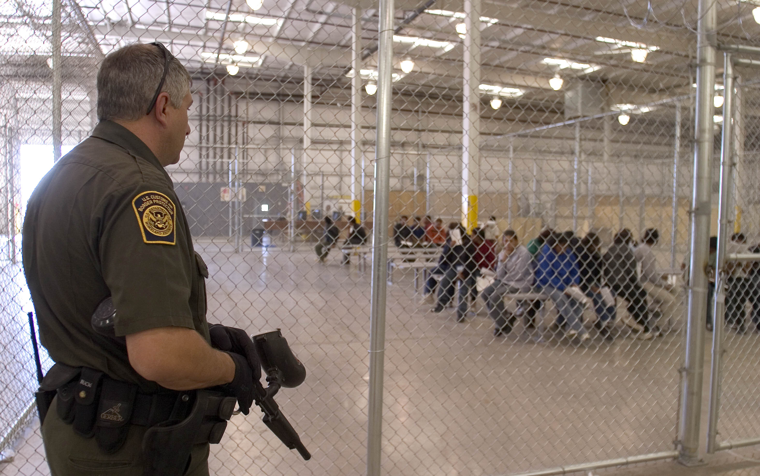 Illegal migrants are placed in holding facilities before they are returned to Mexico.