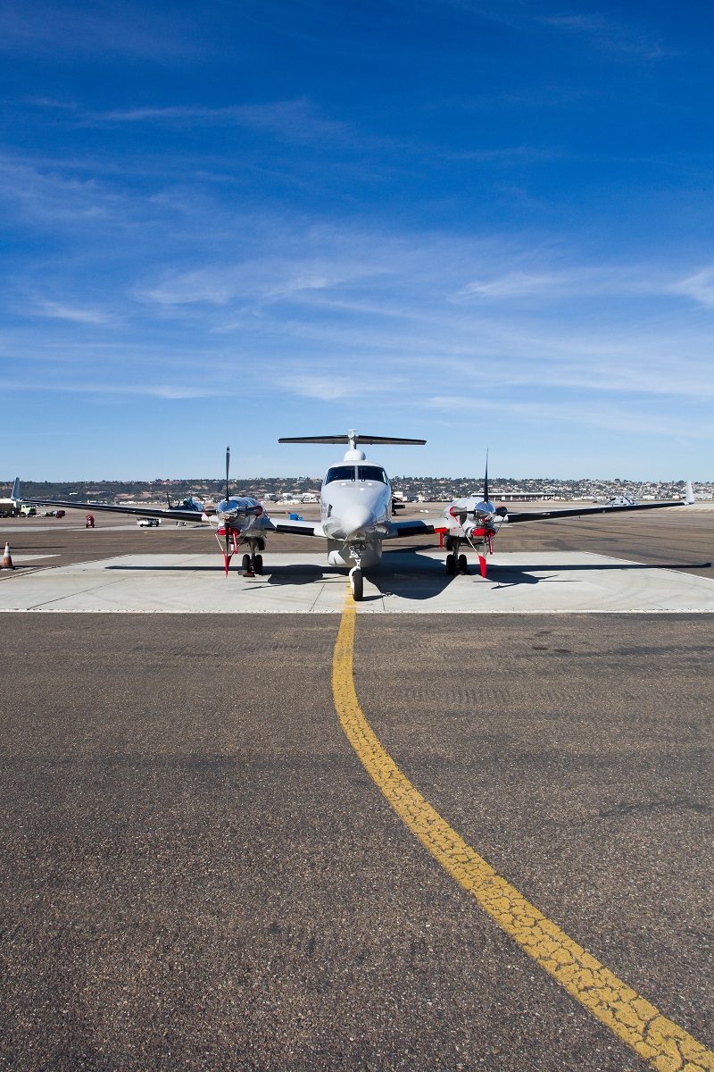 A CBP surveillance plane readies for takeoff. (photo by Josh Denmark)