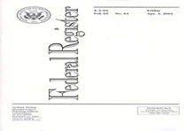 Cover of Federal Register Notice