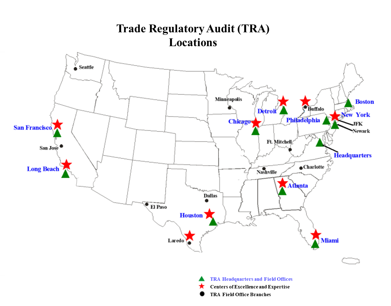 Locations of the Trade Regulatory Audit Offices